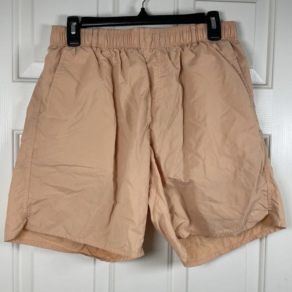 Aftco Swim Shorts Mens Medium Orange Performance Drawstring Mesh Lined 7